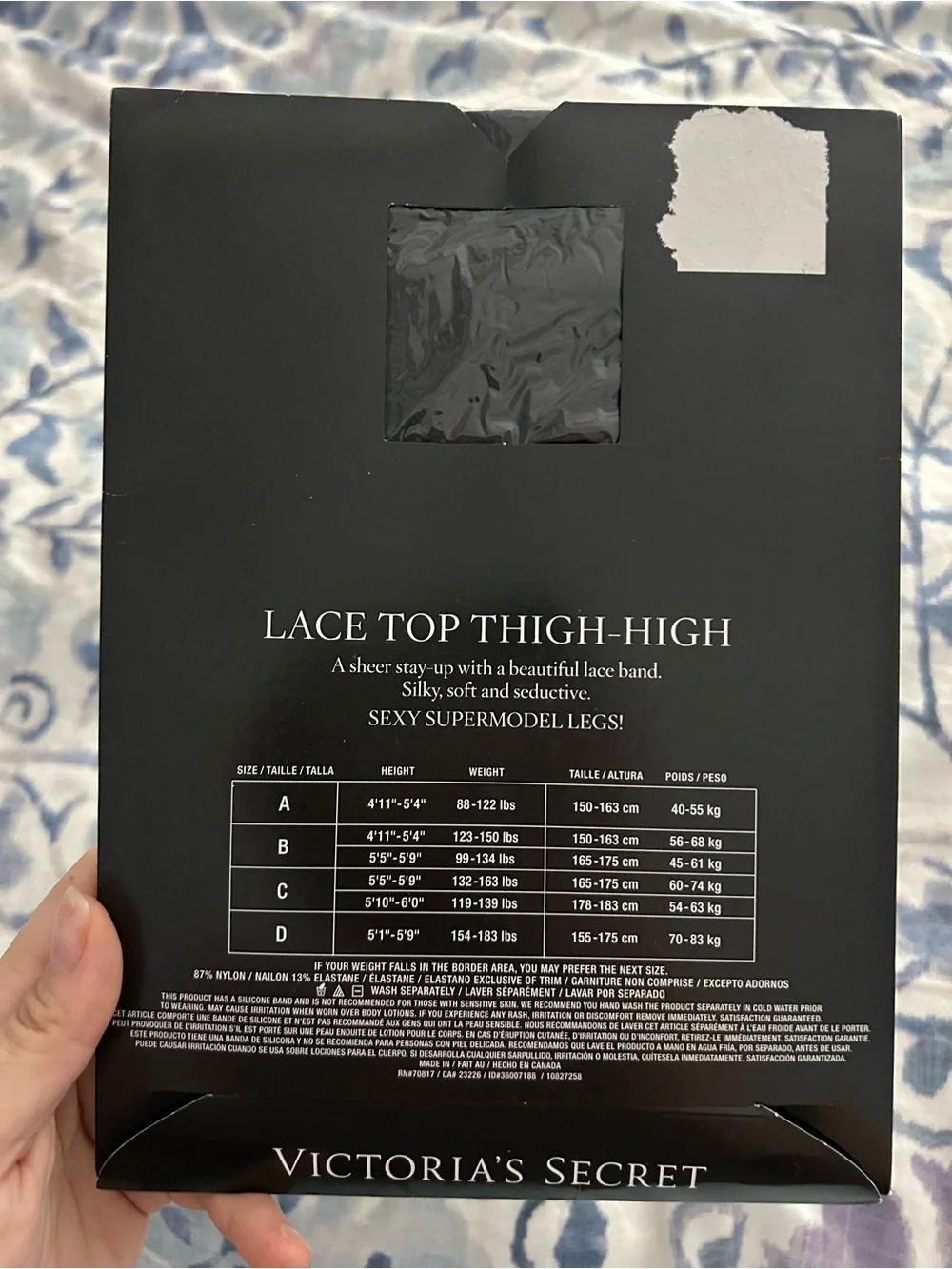 Victoria’s Secret black lace top thigh high